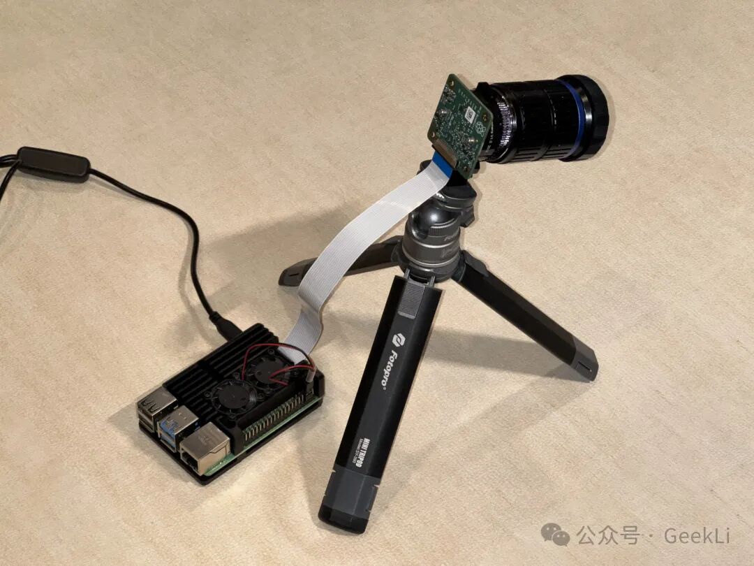实验中实际使用的树莓派与HQ Camera